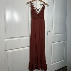 Free people brown One Adella Maxi Slip women’s size small O436